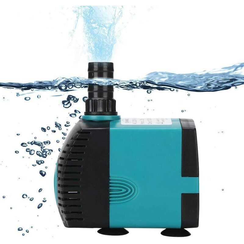 Pompe à eau de fontaine submersible (600L/H) avec 2 buses Pompe multifonctionnelle à haute levée pour aquarium étang hydroponique Piscone Garden