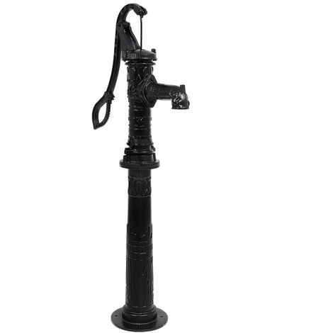 Pompe à eau de jardin Décorée et sculptée : Noire avec support en fonte