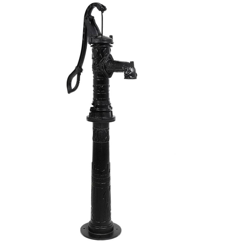 Pompe à eau de jardin Décorée et sculptée : Noire avec support en fonte - Noir
