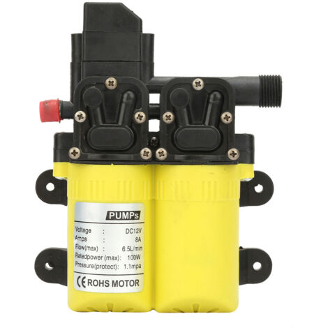 Pompe à eau électrique auto-amorçante 12V 100W à double aspiration (jaune)