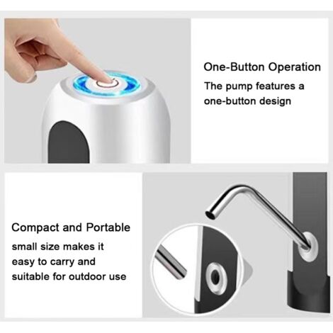 Pompe à eau électrique rechargeable USB, pompe de distributeur d'eau portable avec interrupteur automatique et tube silicone de 0.5m pour bouteilles