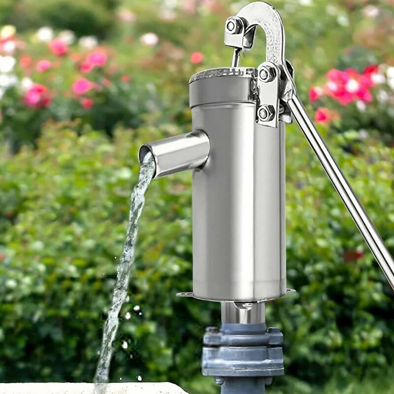 Pompe à eau manuelle en acier inoxydable - Pompe à main - Pompe à eau manuelle pour eau souterraine jusqu'à 10 m de profondeur Trimec
