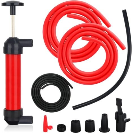 Pompe a Eau Manuelle,Pompe de Transvasement,Pompe Siphon,Pompe de Transfert,Pompe Manuelle Carburant,Pompe D'aspiration à Essence avec 3 Tuyaux pour Carburant Essence Huile Diesel Eau