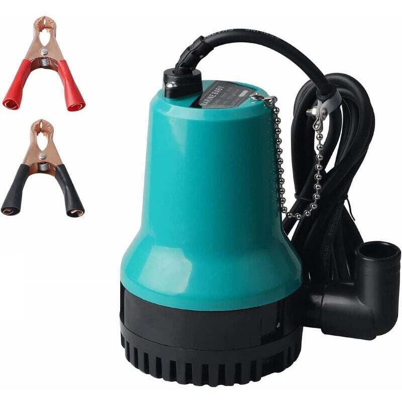 Pompe à Eau Pompe Vide Cave dc 12V 50W 4200L/H Pompe Immergée pour Puit Pompe Vide Piscine Pompe Submersible pour Piscine, Cave, Étang avec Câble de
