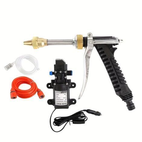 Pompe à Eau Portable Haute Pression 12V – Pompe d’Arrosage Multifonction avec Buse en Laiton pour Jardin, Pesticides, Arbres Fruitiers et Nettoyage