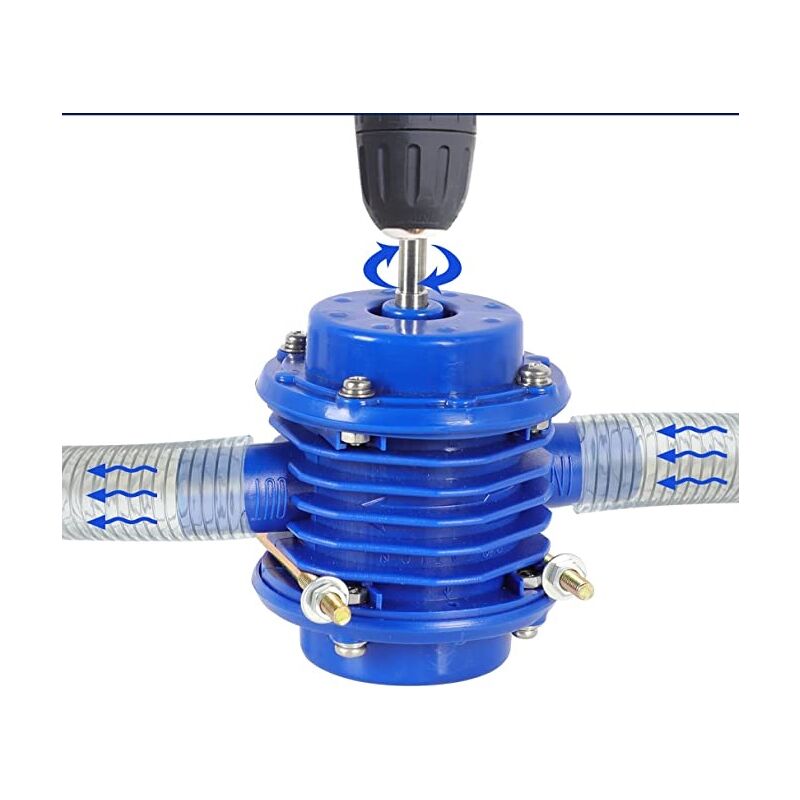 Pompe à eau pour perceuse - 2400 l/h - 2000-3000 tr/min - Utilisation de l'huile et de l'eau - Bleu