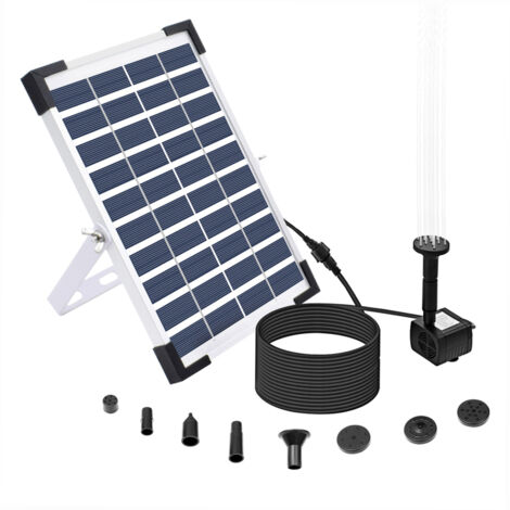 Pompe à eau solaire 10 V/5 W avec panneau réglable, idéale pour fontaine, bassin, étang, jardin (extérieur)