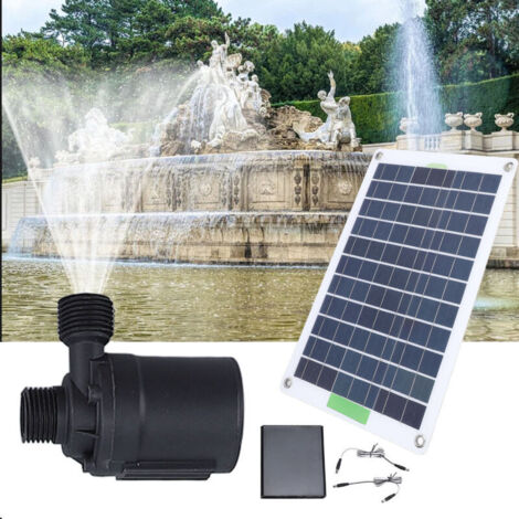 Pompe à Eau Solaire 100W Kit - Panneau Monocristallin, Boîte de Stockage d'Énergie, Faible Niveau Sonore, Pompe de Fontaine 16.4FT