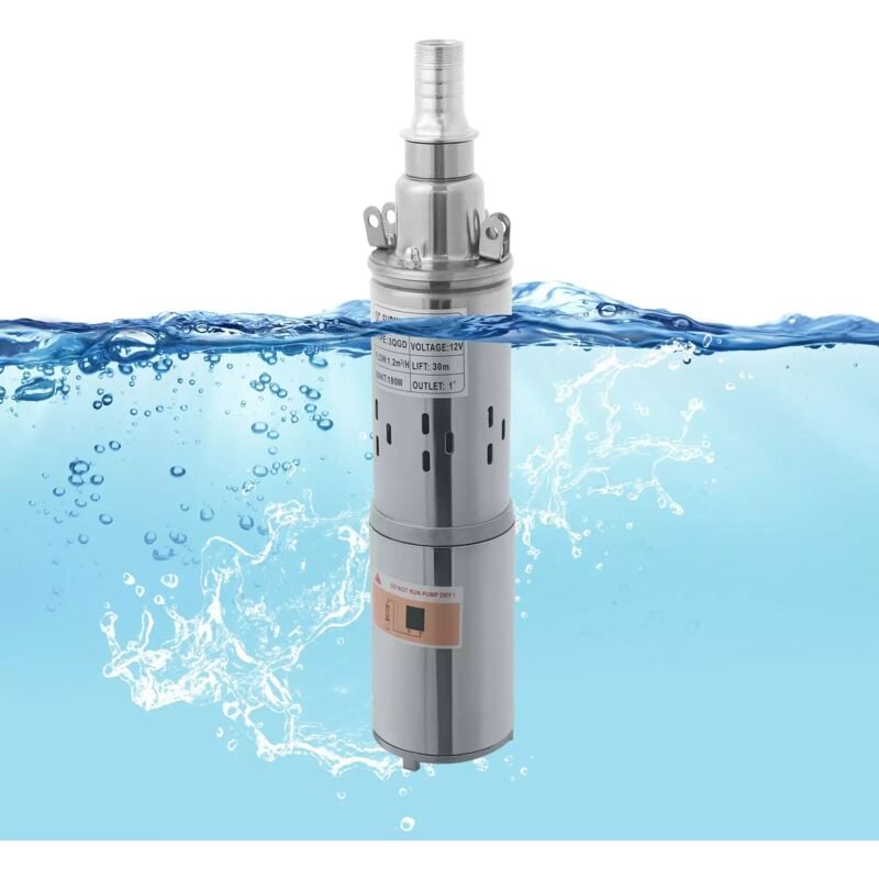 Pompe à eau solaire 12v Pompe de puits profond Pompe à Eau Pompe de plongée 180W pompe submersible en acier inoxydable Pompe