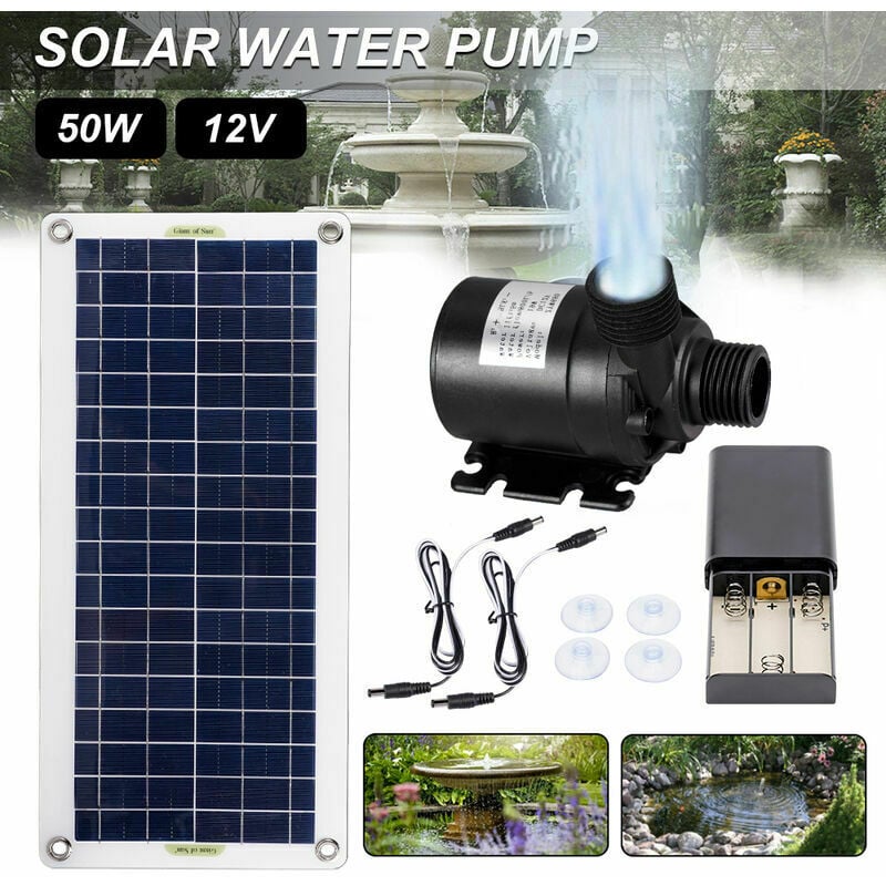 Pompe a eau solaire sans balais 800L/H 50W Ultra silencieuse Moteur SubSN Decoration de fontaine de jardin