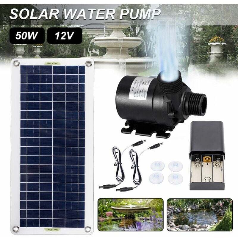 Pompe a eau solaire sans balais 800L/H 50W Ultra silencieuse Moteur SubSN Decoration de fontaine de jardin