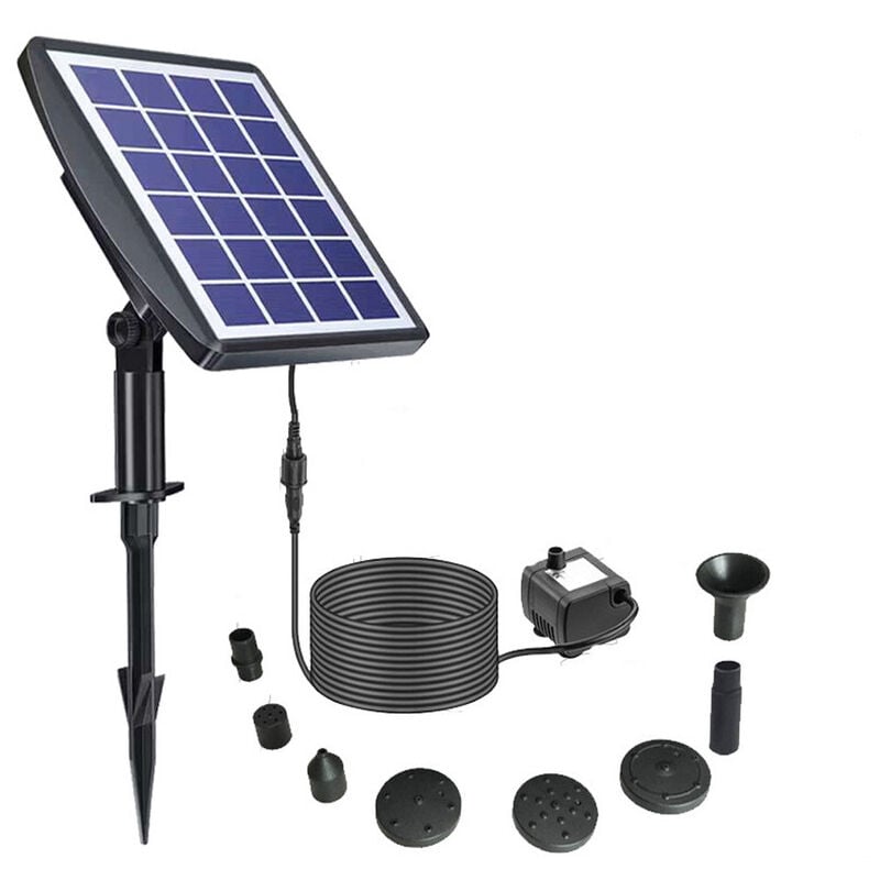 Crea - Pompe à eau solaire sans balais pour bassin, idéale pour les fontaines, avec panneau solaire 9V 2,5W offrant un débit de 200L / h