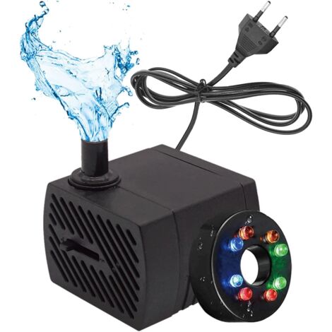 Pompe à eau submersible - 1 unité - Plastique - Débit 280L/h avec LED - Aquarium et fontaine - 48x48x35mm