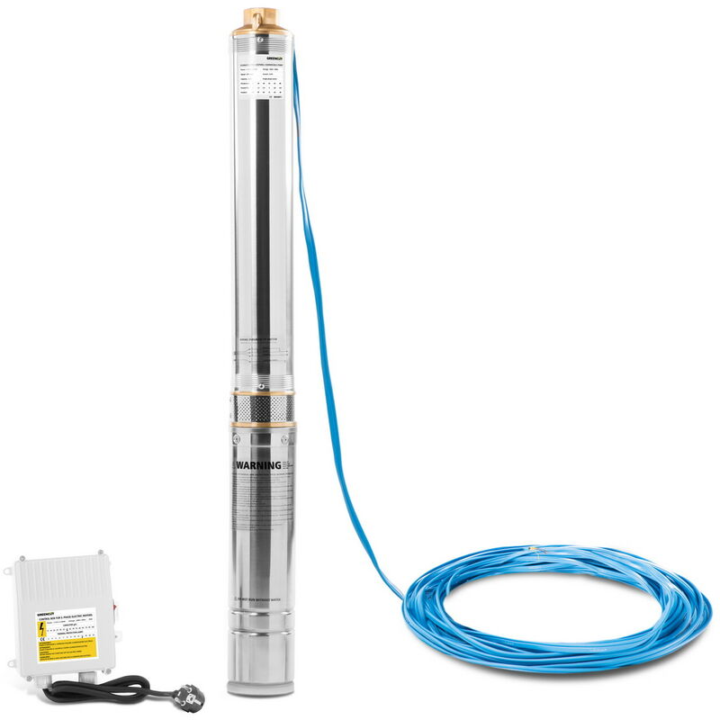 Greencut - Pompe submersible à eau de puits avec moteur de 1250W, 1,7cv. 14 turbines et capacité de pompage d'eau propre jusqu'à 5,5m3/h, hauteur