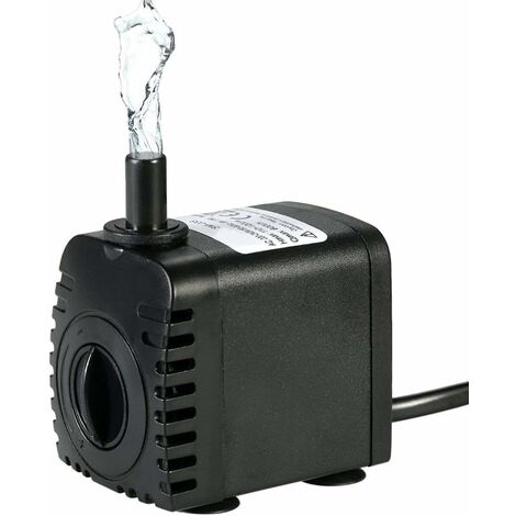 Pompe à eau Submersible Mini Pomp Aquarium 600L / H 8W pour Fontaines de Table D'aquarium Jardins D'eau D'étang et Systèmes Hydroponiques avec 2 Buses AC220-240V