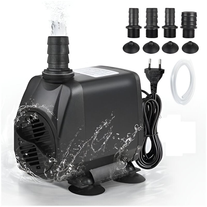 Pompe a Eau Submersible Reglable 3500L h 80W Ideale pour Hydroponie Fontaine Aquarium et Bassin Cable 1,9m