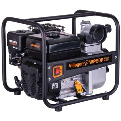 Pompe à eau thermique 5,6Cv 212cm3 débit 60000 l/h Villager WP60P raccord 75 mm 3 pouces - Noir