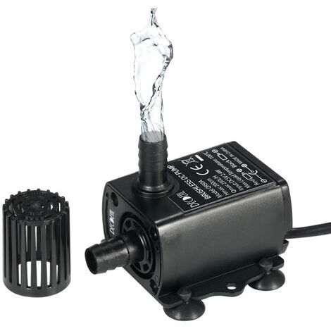 Pompe à eau ultra-silencieuse mini sans balais USB DC5V 2,4W étanche submersible pour fontaine et aquarium, débit 250 L/h, hauteur de refoulement 200 cm