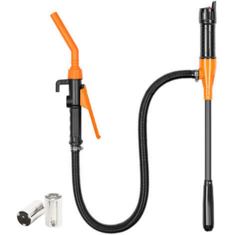 Pompe à essence électrique à piles - Pompe à siphon - Pompe à batterie - Pompe à bidon - Pompe d'aspiration automatique pour essence (orange)(Piles non incluses)