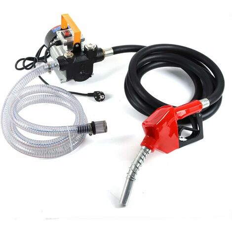 Pompe à gazole 230 V auto-amorçante 550 W 50 l/min - Pompe à huile avec pistolet automatique station-service mobile (tuyau de vidange en caoutchouc)