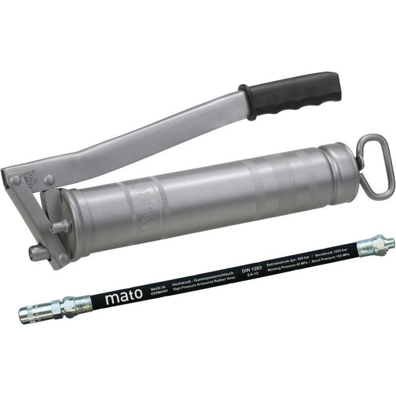 Pompe à graisse tout acier E500 m. Tuyau M10x1 Cartouche de 400g /500g en vrac Mato