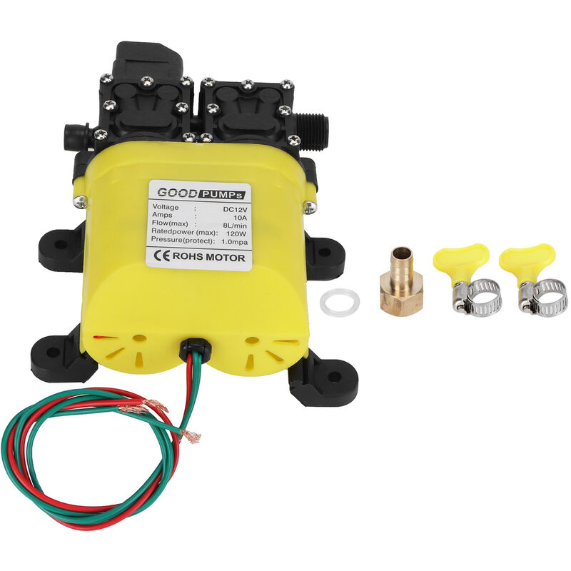 Eosnow - Pompe a eau,Pompe à haute pression à diaphragme 12V 120W 8L avec pompe d'injection d'eau automatique à connecteur en cuivre
