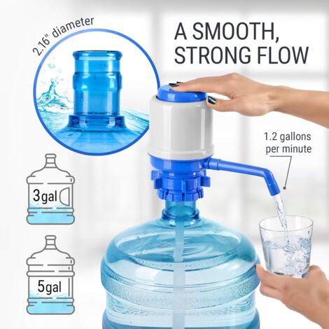 Pompe à main de 5 gallons, compatible avec les bouchons à couronne et à vis, bec verseur réglable, matériau sans BPA