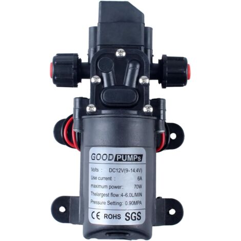 Pompe À Membrane - 12 V DC - 70 W - Débit 6 L/min - Auto-Amorçante - Haute Pression - Pour Camping-Car Jardin Agriculture - 1 Pièce