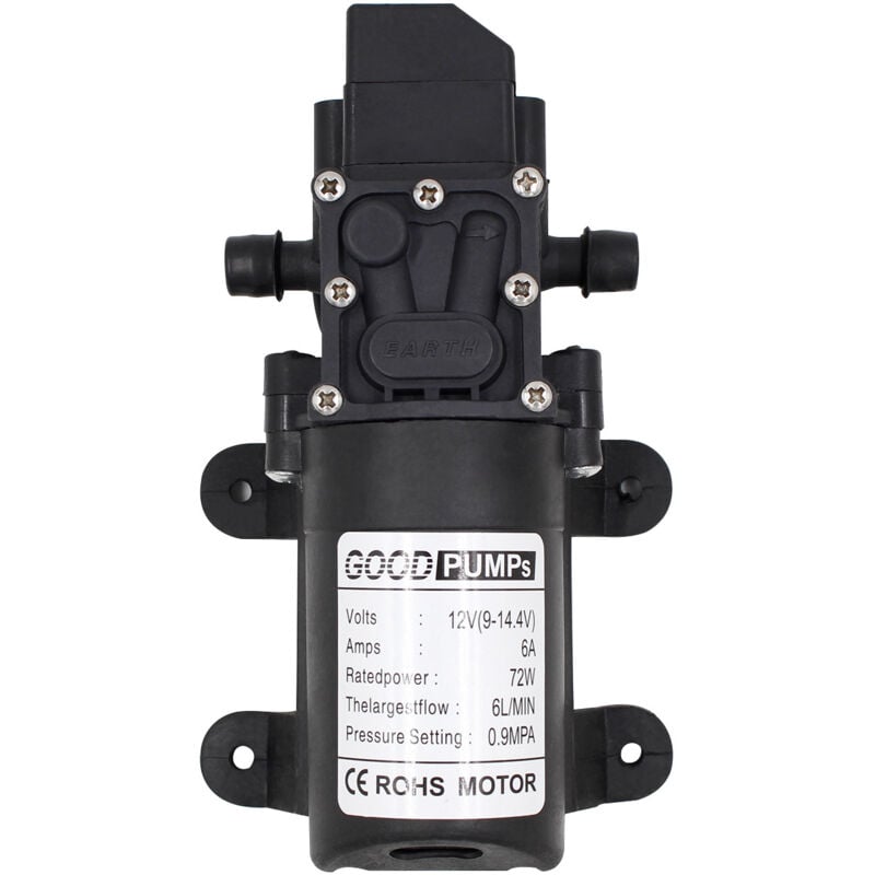 Tonchean - Pompe aspirante à membrane haute pression 12V 6A 72W 6L, tuyau droit