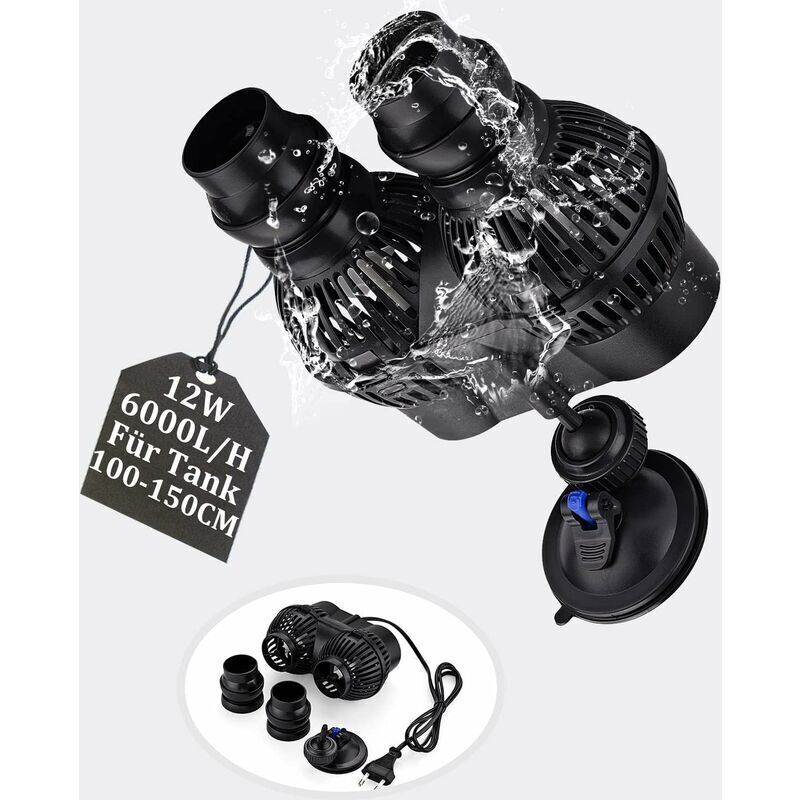 Tigrezy - Pompe à Onde pour Aquarium Wavemaker 6000L/H 12Watt Pompe de Brassage de Circulation JVP-201A pour Aquariums de 100150cm pour Eau Douce et