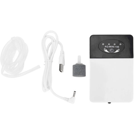 Pompe à oxygène en plastique, mini, mono-orifice, silencieuse, USB, pour aquarium, 5 V CC, 1 W