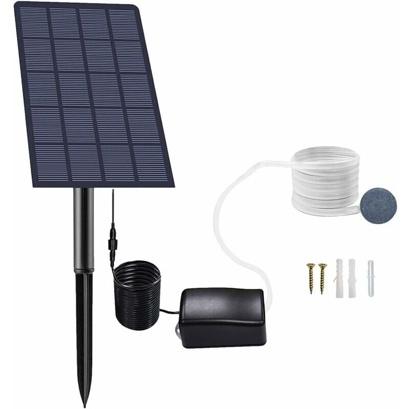 Pompe à oxygène solaire enfichable 2.5W, pompe solaire pour étang, aérateur d'aquarium, pompe à air, aérateur de pêche avec tuyau et pierre à air