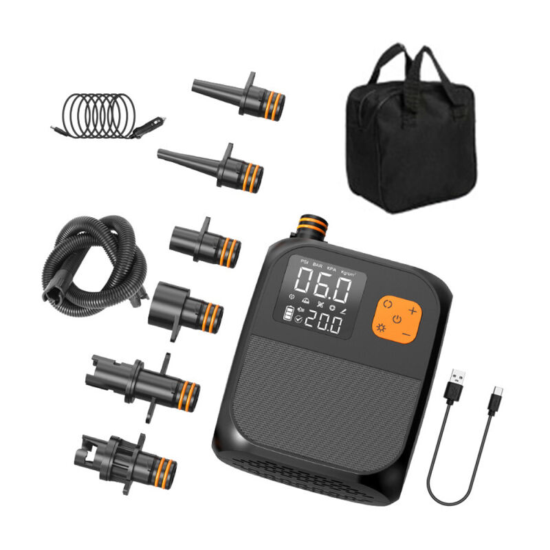 Lifcausal - Pompe à pagaie portable 25 psi Compresseur d'air électrique haute pression Pompe Power Bank avec 6 buses et lumière led pour bateau
