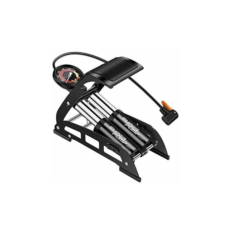 Pompe à pied pour voiture, pompe à pied double cylindre 160 psi / 10 bar - Portable avec buse de pulvérisation auxiliaire pour voiture, vélo,