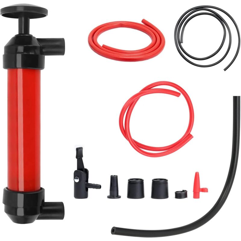 Pompe à Siphon de Transvasement ou à Gonfler huile essence diesel matelas vélo, rouge