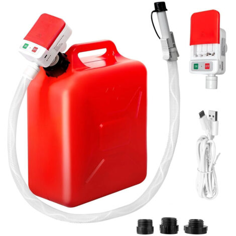 Pompe à transfert de carburant automatique avec arrêt auto – Tuyau extra-long de 130 cm, débit de 9 L/min, alimentation par batterie ou USB, 3 adaptateurs pour bidons