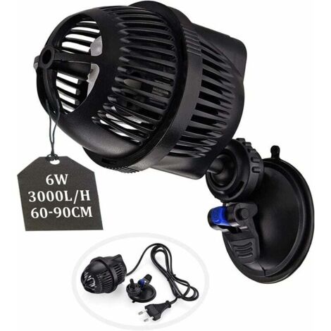 Pompe à vagues pour aquarium 3000L/H 6Watt JVP-101A Pompe de circulation pour aquarium de 60 à 90 cm, adaptée à l'eau douce et à l'eau salée avec ventouse