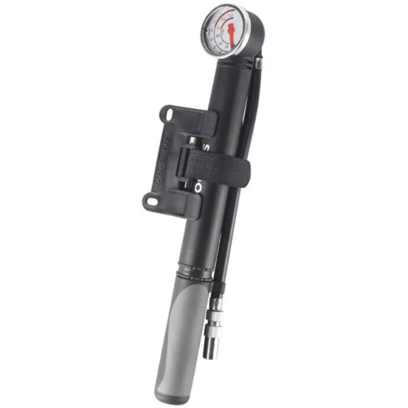 Pompe à vélo avec manomètre, 80PSI AV/FV Pompe à Air VTT Mini Portable en Alliage d'aluminium Pompe à Haute Pression Manuelle,ladacèe