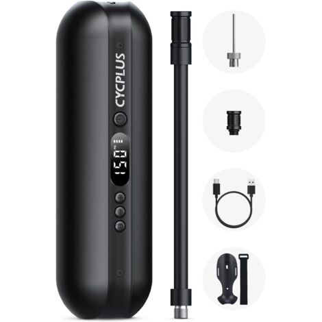Pompe à Vélo électrique 150psi,Pompe Velo Electrique,Mini Compresseur,Gonfleur Velo Portable, Banque de Puissance A2 Blanc Noir