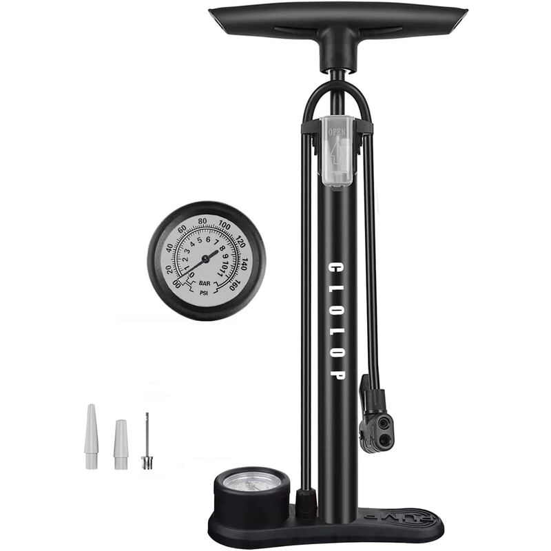 Aougo - Pompe à vélo Pompe à Pied pour vélo Pompe à Ballon avec valves Presta et Schrader pour Pneu de vélo Ballons de Sport Anneaux de Natation, etc.