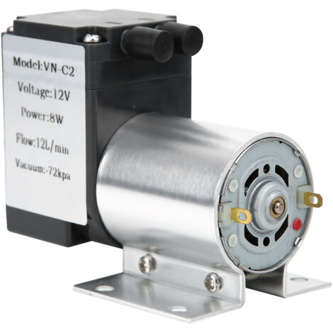 Pompe à vide 12V DC haute performance -72kPa, débit 12L/min, 8W avec support