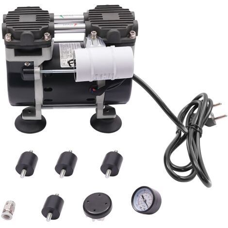 Pompe à vide 45 l/min avec interrupteur, membrane sans huile avec vacuomètre et silencieux, faible niveau sonore et degré de vide élevé, pour laboratoire, électronique, aquarium