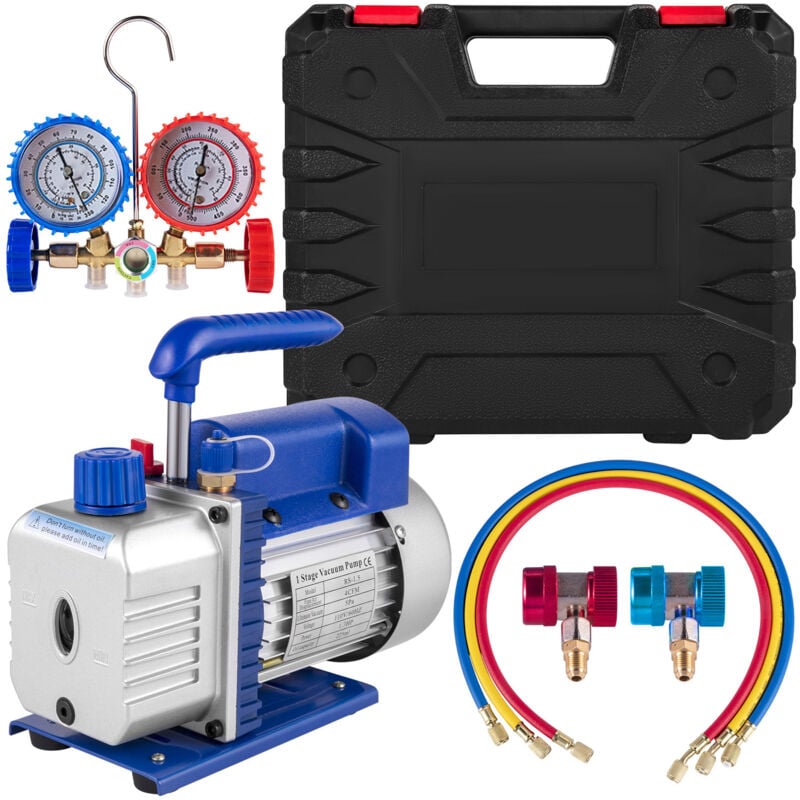 Pompe à vide à air Mophorn 4CFM 1/4hp Ensemble de manomètre de collecteur de réfrigération hvac Kit R134a