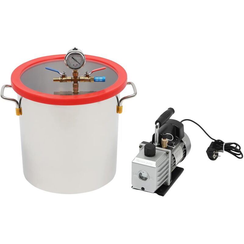 Gojoy - Pompe a Vide avec Chambre a Vide 5 gallons 18 l Couvercle en Verre Trempe Pompe a Vide a Un Etage avec Bouteille deHuile de 250 mL pour