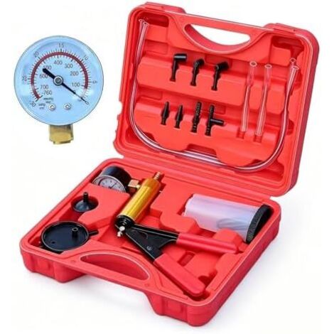 Pompe À Vide Manuelle  Kit Extractrice Manomètre Et Testeur De Pression Purgeur de Liquide Frein - pour Réparation Entretien Vidange Atelier Automobile Garage Maison