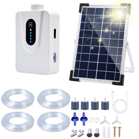 Pompe ad aria solari, aeratore solare per laghetti da 6 W con batteria da 6000 mAh, ricarica USB e solare disponibili, ossigenatore per acquari, aeratore per pesca con