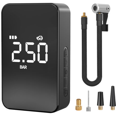 Pompe air 3-en-1 pour voiture, gonfleur électrique portable avec écran numérique LED, batterie externe, préréglage pression pour pneus et ballons
