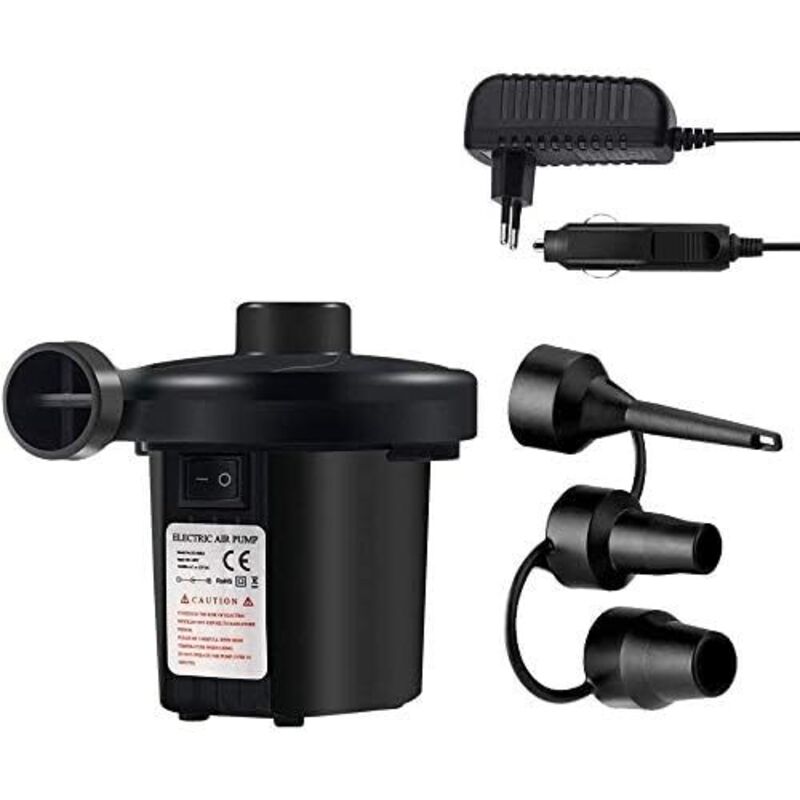 Pompe à air électrique 2 en 1 gonfleur électrique Machine de dégonflage avec 3 buses pour bateau bouée piscine matelas pneumatique GROOFOO