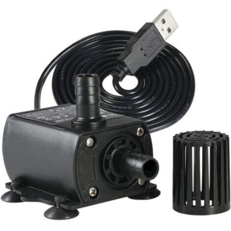 Pompe Aquarium, Pompe a Eau Aquarium, Pompe Submersible Silencieuse, Mini Pompe a Eau Filtres, Pompe Bassin Mini Fontaine, Aquarium Filtration Accessoires USB Automatique Silencieux DC 5V 250L/H 2.4W