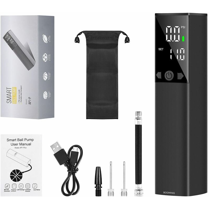 Aougo - Pompe à Ballon électrique Automatique Gonfleur à Ballon Portable pour bouée Gonflable, Basketball, Football, Volley-Ball, Rugby